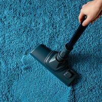 AI generated vacuum cleaner mop on a blue carpet photo