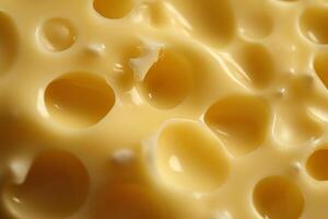 AI generated surface of a piece of cheese close-up photo