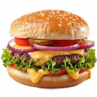 AI generated fresh tasty burger isolated on white background photo