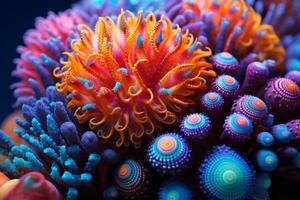 AI generated beautiful colorful rainbow coral photo