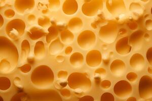 AI generated surface of a piece of cheese close-up photo