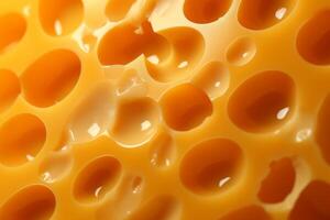 AI generated surface of a piece of cheese close-up photo