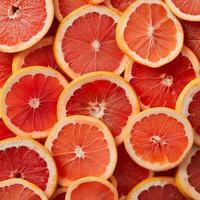 AI generated A pile of red grapefruit slices, cut photo