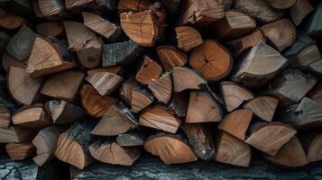 AI generated firewood lies in a neatly folded pile photo