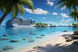 AI generated Cruise Ship for Holiday Travel with Beach Landscape photo
