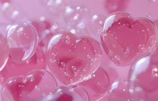 AI generated 3d heart bubbles on pink background heart photo