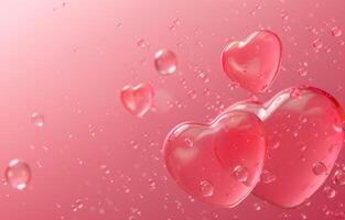 ai generado 3d corazón burbujas en rosado antecedentes corazón foto