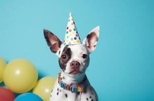 AI generated a dog wears a party hat party photo