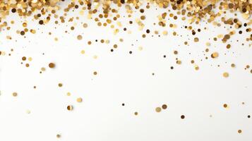 AI generated Beautiful abstract minimalistic background with golden small confetti and lots of space for texts in the center photo
