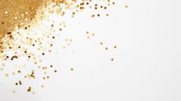 AI generated Beautiful abstract minimalistic background with golden small confetti and lots of space for texts in the center photo