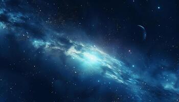 AI generated a planet near a galaxy with starry blue skies photo