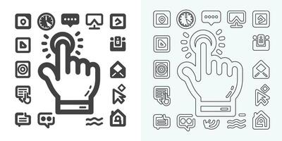 Hand-click icon set. pointer icon vectors. hand cursor icon click. pointer icon vector. hand cursor icon vector