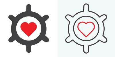 Love Heart Symbol Icons . Love Illustration Set with Solid and Outline Vector Hearts