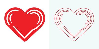 Love Heart Symbol Icons . Love Illustration Set with Solid and Outline Vector Hearts