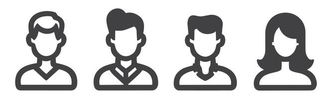 Avatars related, pixel perfect, editable stroke, up scalable square line vector icon set.