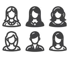 Avatar profile icon set including male and female .Avatar Icons. Granite Series. Simple glyph style icons set. vector