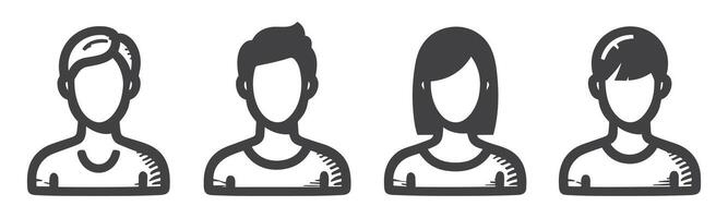 avatar perfil icono conjunto incluso masculino y femenino. vector