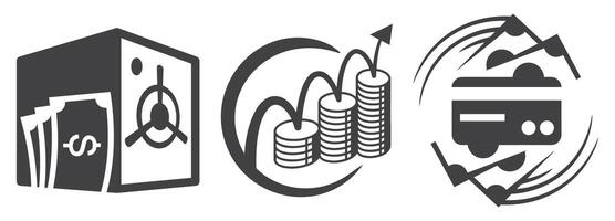 dinero bolso plano ilustración. dolares y oro monedas pila. riqueza y bancario icono. aislado en blanco vector