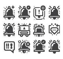 Notification bell icon set. Notice message. Alarm symbol.Incoming inbox message. New message notifications icons. vector