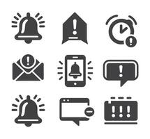 Notification bell icon set. Notice message. Alarm symbol.Incoming inbox message. New message notifications icons. vector