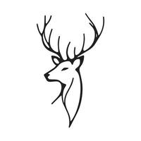 Deer face sketch hand drawn in doodle style illustration vector