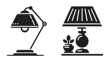 table lamp set. Lamp silhouettes. Desk lamp icon. isolated on a white background vector