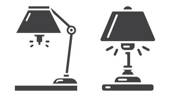 table lamp set. Lamp silhouettes. Desk lamp icon. isolated on a white background vector