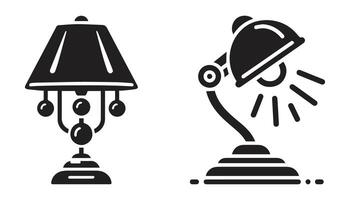 table lamp set. Lamp silhouettes. Desk lamp icon. isolated on a white background vector