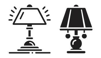 mesa lámpara colocar. lámpara siluetas escritorio lámpara icono. aislado en un blanco antecedentes vector