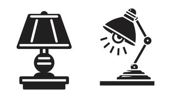 table lamp set. Lamp silhouettes. Desk lamp icon. isolated on a white background vector