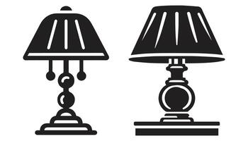 table lamp set. Lamp silhouettes. Desk lamp icon. isolated on a white background vector