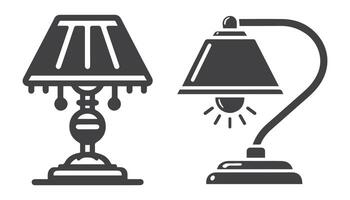 table lamp set. Lamp silhouettes. Desk lamp icon. isolated on a white background vector