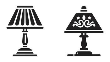 table lamp set. Lamp silhouettes. Desk lamp icon. isolated on a white background vector