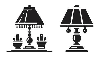 table lamp set. Lamp silhouettes. Desk lamp icon. isolated on a white background vector