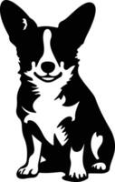 cárdigan galés corgi negro silueta vector