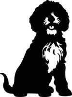 Portuguese Water Dog   black silhouette vector