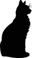 Cymric Cat  black silhouette vector