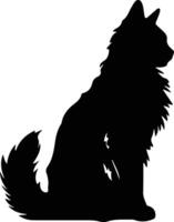 Maine Coon Cat  black silhouette vector