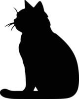 británico cabello corto gato negro silueta vector