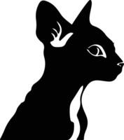 Cornish Rex Cat  silhouette portrait vector