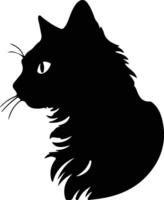 American Curl Cat  silhouette portrait vector