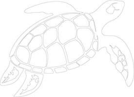 loggerhead turtle  outline silhouette vector