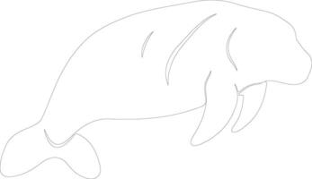 manatee  outline silhouette vector