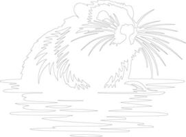 muskrat  outline silhouette vector