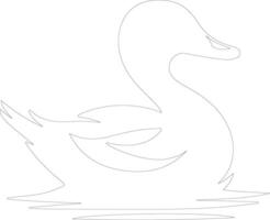 red hooded duck   outline silhouette vector