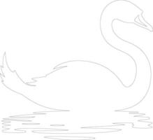 trumpeter swan    outline silhouette vector