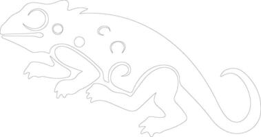 veiled chameleon  outline silhouette vector