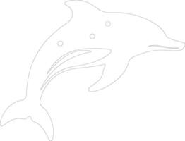 white-spotted dolphin  outline silhouette vector