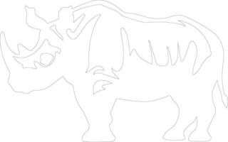 white rhinoceros  outline silhouette vector