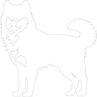 Eskimo Dog  outline silhouette vector